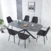 Modern Dining Table, MDF With Paper Finish, Metal Leg Powder Coating - Gray / Black - Image 5