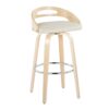 Cassis - Contemporary Fixed Height Barstool With Swivel With Round Footrest (Set of 2) - Natural / Cream - Image 2
