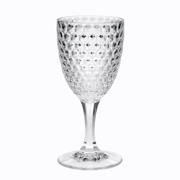 Diamond Cut Plastic Wine Glasses (Set of 4), Bpa Free Acrylic, Unbreakable Red & White Wine Glasses, 12Oz - Clear