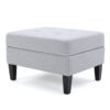 Contemporary Storage Ottoman With Tufted Waffle Stitching - Light Gray - Image 5