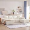 Modular U Shaped Sectional With Ottomans, Luxury Cloud Floor Couch With Deep Seat Fully Compressed Upholstered Sofa - Beige - Image 16