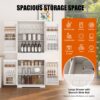Farmhouse Style Pantry Cabinet With Drawer 2 Cabinets & 6 Door Shelves Adjustable Shelves Freestanding Cupboard - White - Image 7