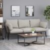 Mid Century Modern 3 Seater Sofa With Pillow Cushions - Light Gray - Image 4