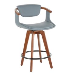 Oracle - Mid-Century Modern Counter Stool - Walnut / Gray