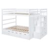 Full Over Full Bunk Bed With Twin Size Trundle And Staircase - White - Image 11