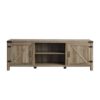 Rustic Farmhouse Double Barn Door 70" TV Stand For 80" TVs With Center Shelves - Gray Wash - Image 2
