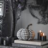 Plaid Pumpkin Decor, For Holiday Halloween Decoration - Black / White - Image 6