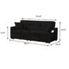 3 In 1 Convertible Sleeper Sofa Bed, Modern Fabric Loveseat Futon Sofa Couch Pullout Bed, Small Love Seat Lounge Sofa Reclining Backrest, Pillows, Pockets, Home Furniture For Living Room - Black - Image 3