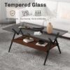 Rectangle Coffee Table With Tempered Glass Top And Brown MDF Shelf, Modern Table For Living Room - Gray - Image 5