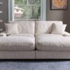 Modular Sectional Sofa, 4 Seater Oversized Sectional Sofa, Corduroy Fabric With 2 Ottoman Bench And 2 Pillows, Modular Sectionals Sofa Couch For Living Room - Cream - Image 3