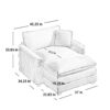 Classic Modern Deep Seat Sofa With Footstool And Pillow Corduroy Living Room & Bedroom - Gray - Image 3