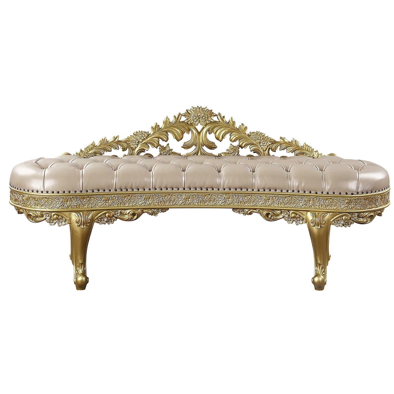 Cabriole - Synthetic Leather Bench - Gold - Image 3