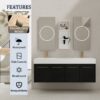 Modern Wall Mounted Bathroom Vanity With Double Resin Sink And Storage Rack - Black Chestnut - Image 4