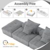Modern Oversized Modular Sectional Sofa With 2 Ottoman And 2 Seat, Sparkling Chenille Fabric Soft Cushion Sofa With 4 Pillows, 4 Pieces Diy Combination Tufted Sofa, No Assembly Required - Gray - Image 19