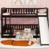 Full Over Full Low Bunk Bed With Slide, Fence And Ladder For Toddler - Espresso - Image 17