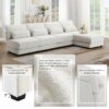 Oversized Deep Seat Sectional Sofa With Reversible Chaise, Loop Yarn Fabric 5 Seat Armless Indoor Furniture, Convertible L-Shaped Couch - Cream - Image 15