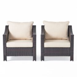 Antibes - Armchair Stylish Outdoor Wicker Club Chair With Water Resistant Cushions - Brown