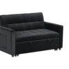 Maeve - Velvet Convertible Sleeper Loveseat With Tufting and Side Pocket - Black - Image 10