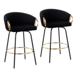 Claire - Contemporary / Glam Counter Stool (Set of 2) - Black / Gold