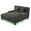 Chaise Bed Lounge Sofa Chair With Adjustable Backrest And LED Light Strip - Gray - Image 9