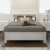 Albany - Full Bed Frame With Headboard, Modern Rustic Design - White - Image 3