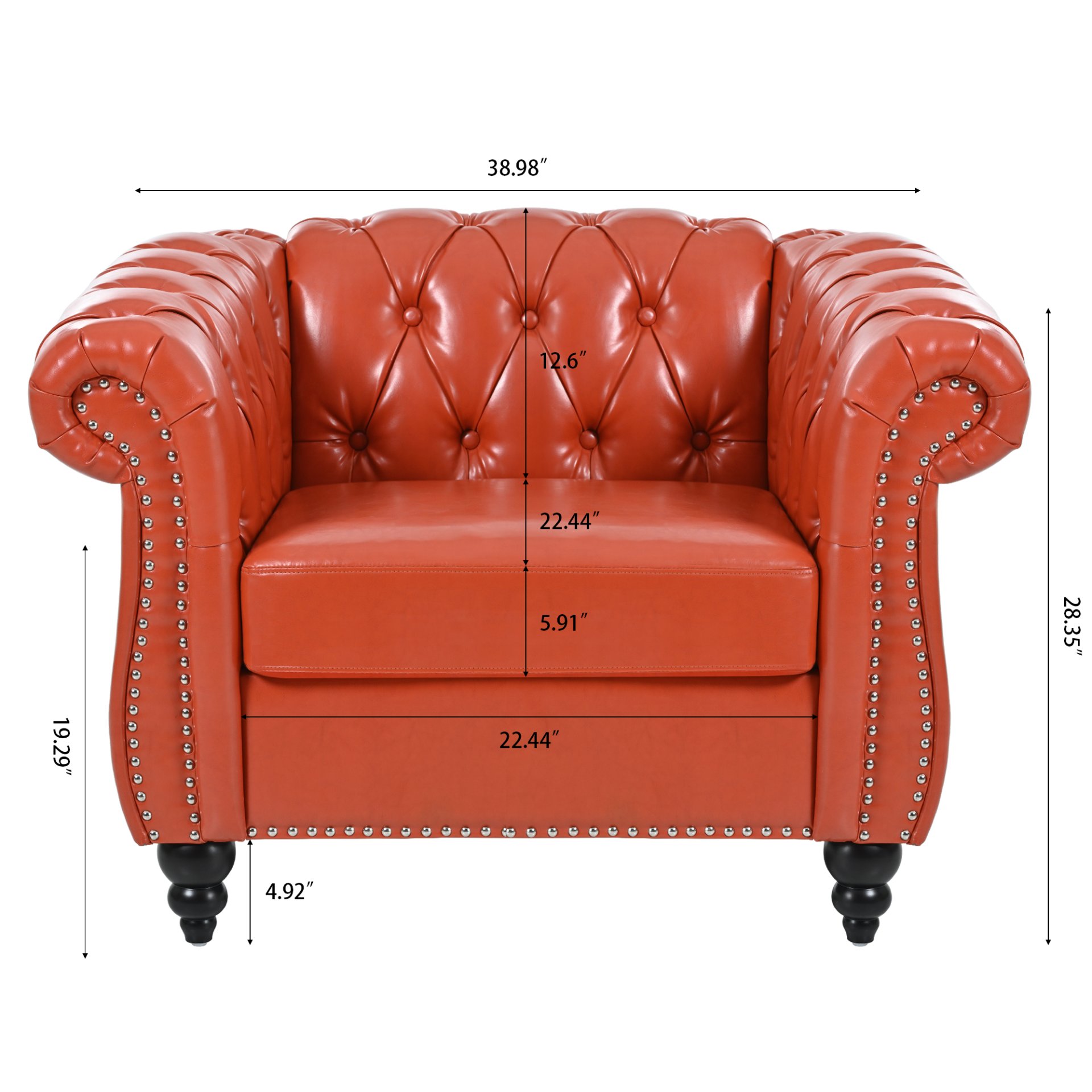 1 Seater Sofa For Living Room - Orange - Image 3