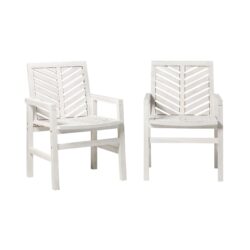 Modern Chevron Patio Chairs (Set of 2) - White Wash