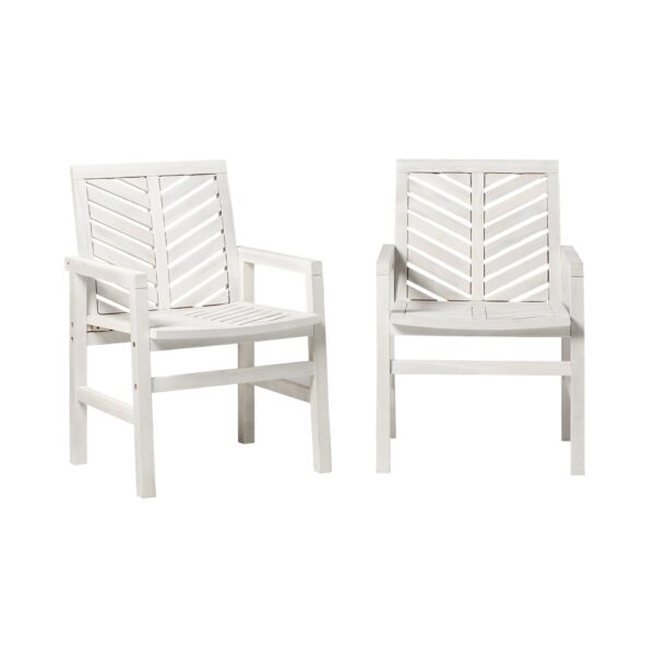 Modern Chevron Patio Chairs (Set of 2) - White Wash