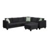 Sectional Sofa Couches Living Room Sets, 7 Seats Modular Sectional Sofa With Ottoman, L Shape Fabric Sofa Corner Couch Set With 3 Pillows - Black - Image 2
