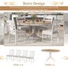 Retro 5 Piece Dining Table Set With Extendable Round Table And Upholstered Chairs - Off White - Image 6