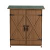 Outdoor Storage Shed With Lockable Door, Wooden Tool Storage Shed With Detachable Shelves & Pitch Roof - Yellow Brown - Image 14