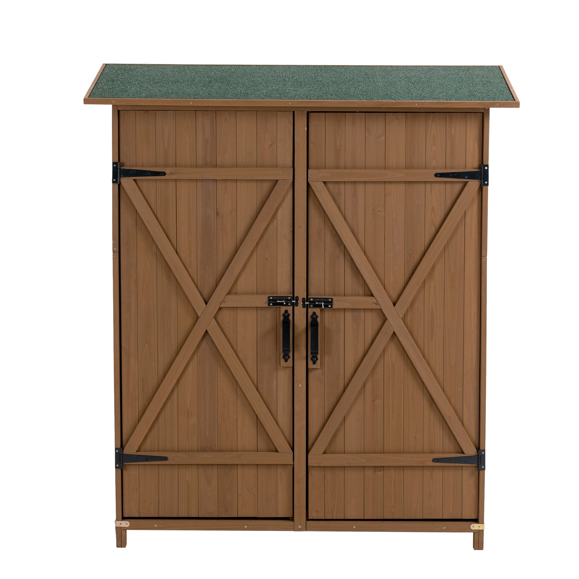 Outdoor Storage Shed With Lockable Door, Wooden Tool Storage Shed With Detachable Shelves & Pitch Roof - Yellow Brown - Image 14