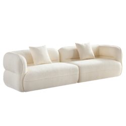 Sectional Sofa, Durable Fabric, Solid Wood Frame, High Density Sponge Filler - White