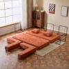 Floor Couch, Compression Sofa, Convertible Floor Sofa Bed With Pillow Back Support Armrest - Orange - Image 9