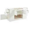 Modern Luxury Multi-Functional Island Vanity Dresser And Storage Cabinet With Glass Tabletop, Display Shelf, 6 Drawers For Walk In Wardrobe And Bedroom - Cream White - Image 7