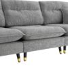 L Shaped Convertible Sectional Sofa 4 Seat Tufted Couch Set With Two Tone Adjust Legs Cloud Movable Ottoman - Gray - Image 12