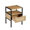 Rattan End Table With Drawer, Modern Nightstand, Metal Legs, Side Table For Living Room, Bedroom - Natural - Image 12