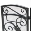 Mariella - Traditional Floral Iron Fireplace Screen With Ornate Design - Black / Brushed Silver - Image 8