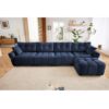 Modular 4 Seater Sofa With Ottoman, Configurable Frame, Premium - Blue - Image 14