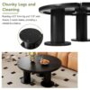 Round Petal Shaped Coffee Table Style Center Table With 3 Thick Legs Minimalist Irregular End Table With Sleek Round Edges For Living Room - Black - Image 7