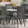 5 Piece Dining Round Table Set With One Faux Marble Top Dining Table And Four Pu-Leather Chairs - Gray - Image 13