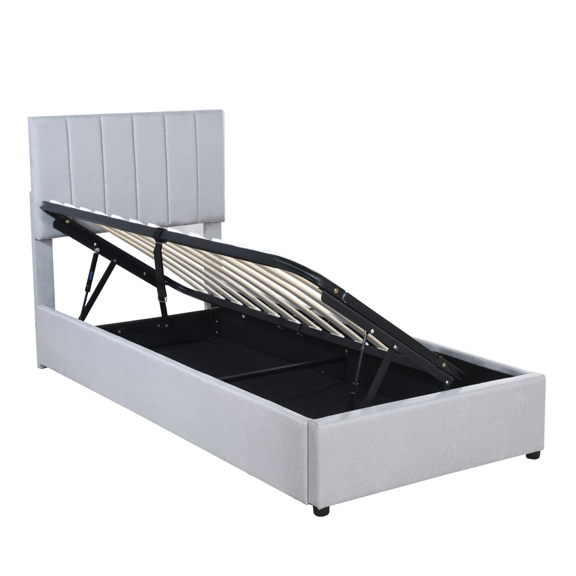 Twin Size Upholstered Platform Bed With A Hydraulic Storage System - Gray - Image 10