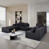 Luxury 8 Piece Modular U Shaped Sectional Sofa With Oversized Chaise Lounge And Bed Corduroy Upholstery - Black - Image 5