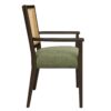 Mid Century Modern Arm Dining Chair (Set of 2) With Rattan Backrest - Dark Brown / Green - Image 6