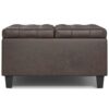 Harrison - Small Square Coffee Table Storage Ottoman - Distressed Brown - Image 4