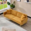 Luxury Corduroy Foldable Double Sofa Bed With Folding Armrests - Yellow - Image 4
