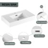 Imitative Wall Mounted Bathroom Vanity With Resin Sink And Side Cabinet, Soft Close Drawers - Imitative Oak - Image 5