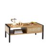40.16" Rattan Coffee Table, Sliding Door For Storage, Metal Legs, Modern Table For Living Room - Natural - Image 5