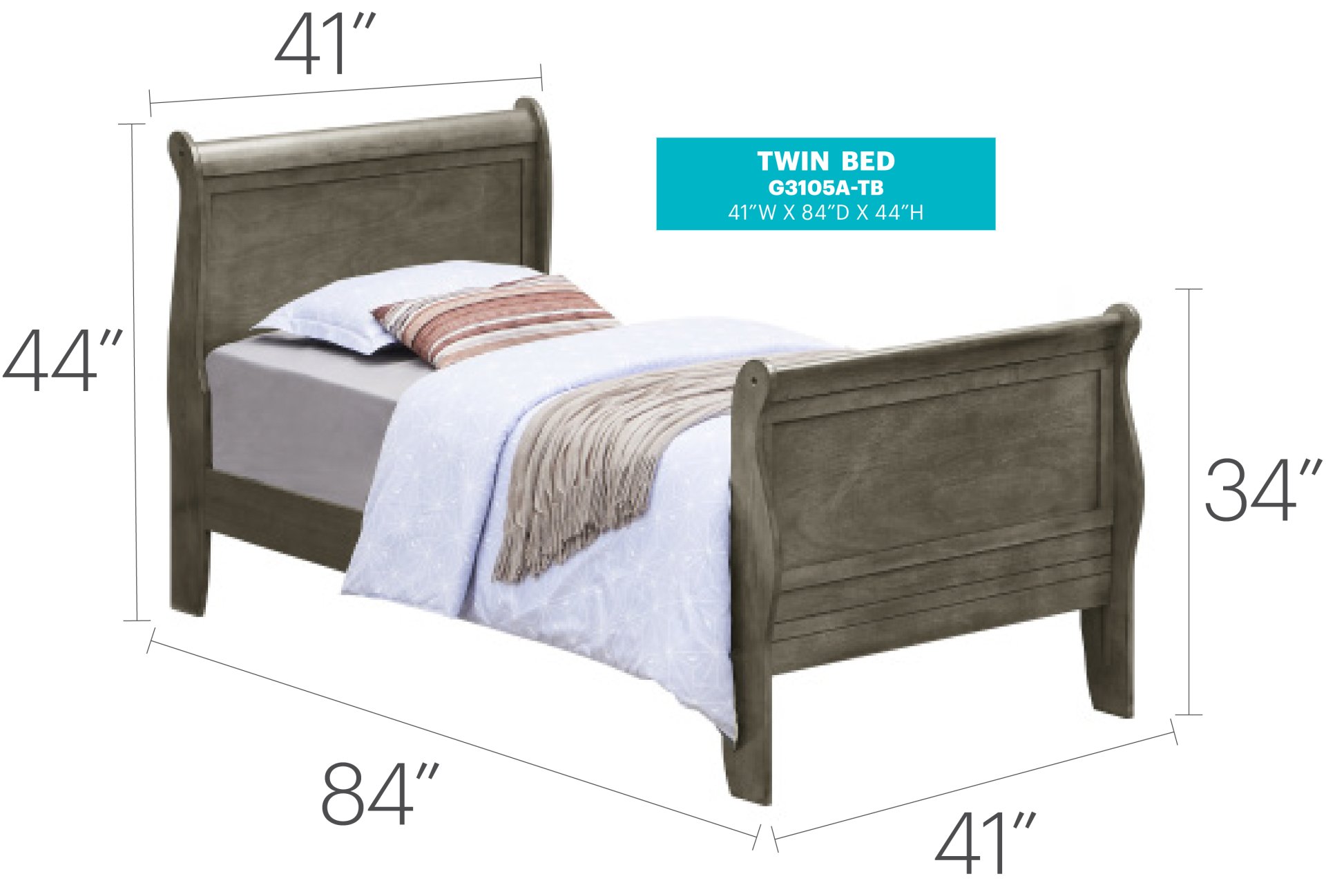 Twin Bed For Cozy Spaces Traditional - Gray - Image 2