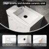 Minimalist Wall Mounted Bathroom Vanity With Ceramic Sink And Storage Cabinet - Carrara White - Image 6